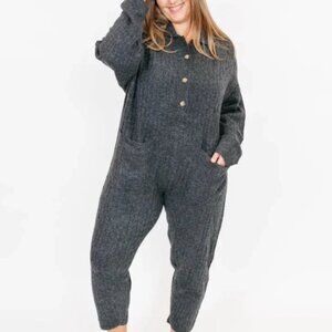 Smash + Tess Florence Cable Knit Jumpsuit Heather Charcoal Grey Romper XL-2XL
